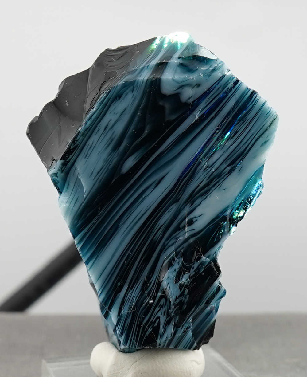 Rare Gem Multi Banded Glacier Blue/Pastel Bleu Topaz/Iridium Black Monatomic Andara Crystal 74.1 g.