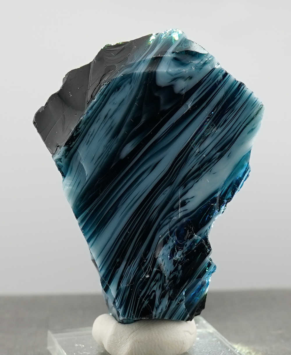 Rare Gem Multi Banded Glacier Blue/Pastel Bleu Topaz/Iridium Black Monatomic Andara Crystal 74.1 g. - Image 3