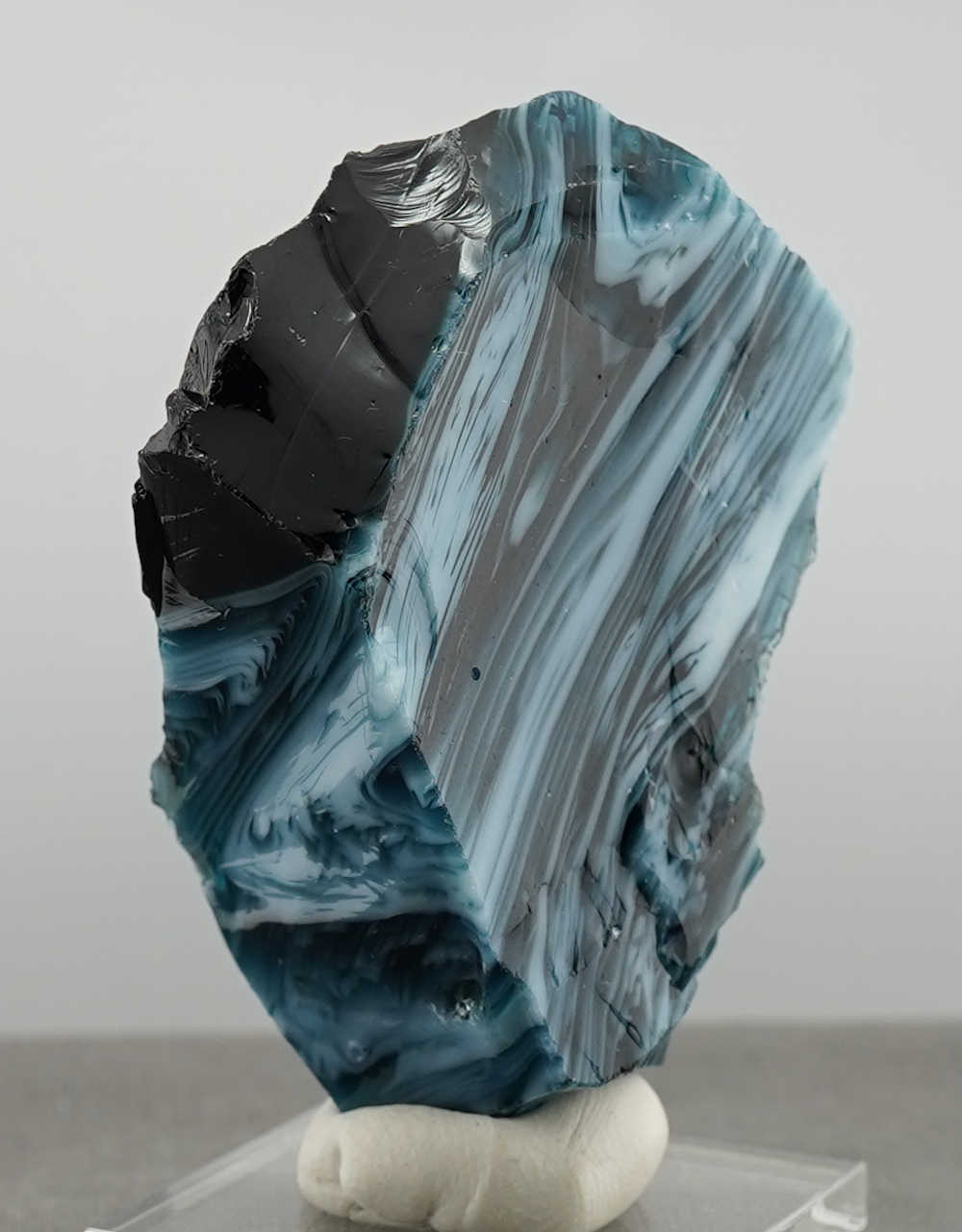 Rare Gem Multi Banded Glacier Blue/Pastel Bleu Topaz/Iridium Black Monatomic Andara Crystal 74.1 g. - Image 5