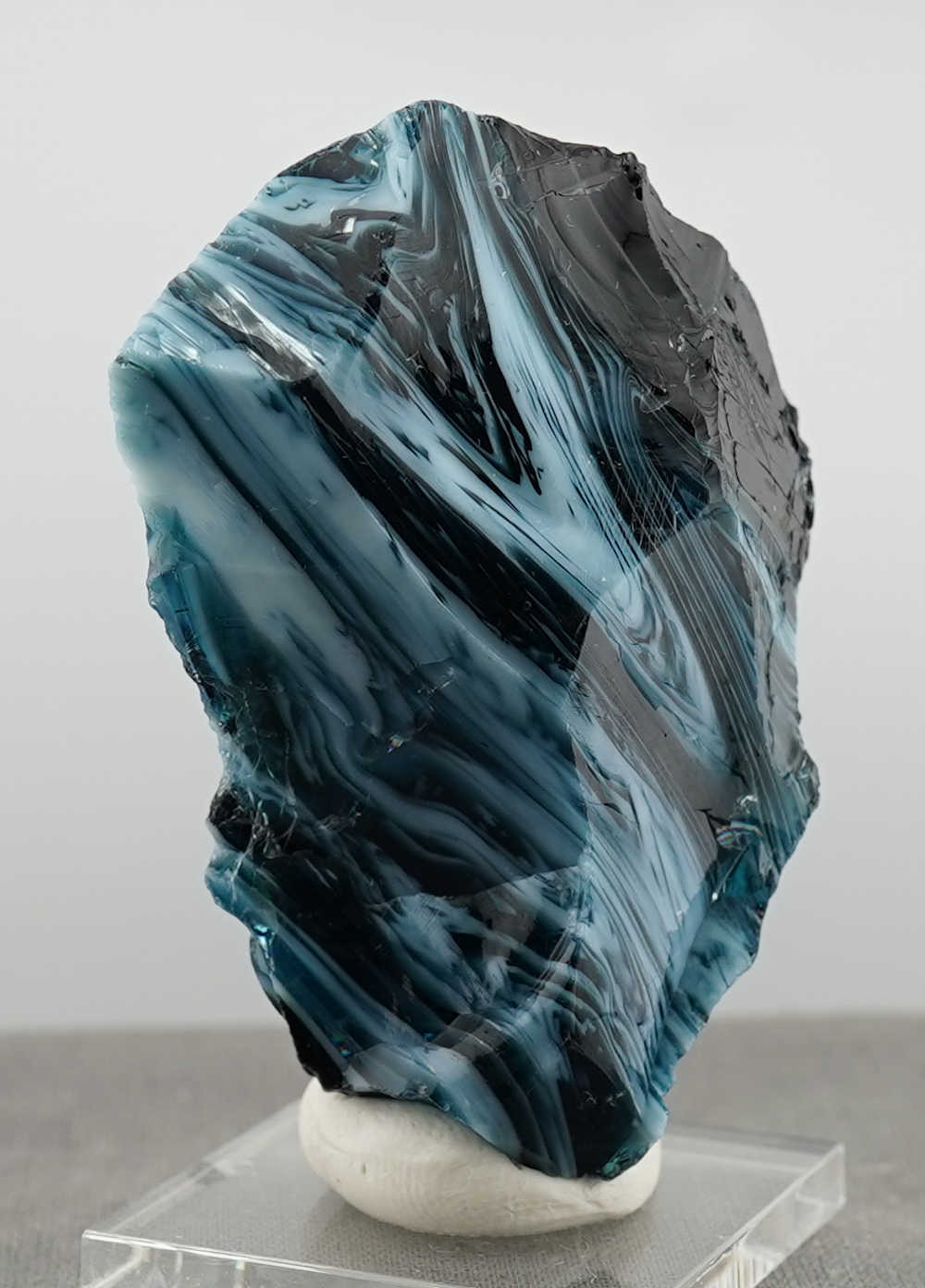 Rare Gem Multi Banded Glacier Blue/Pastel Bleu Topaz/Iridium Black Monatomic Andara Crystal 74.1 g. - Image 8