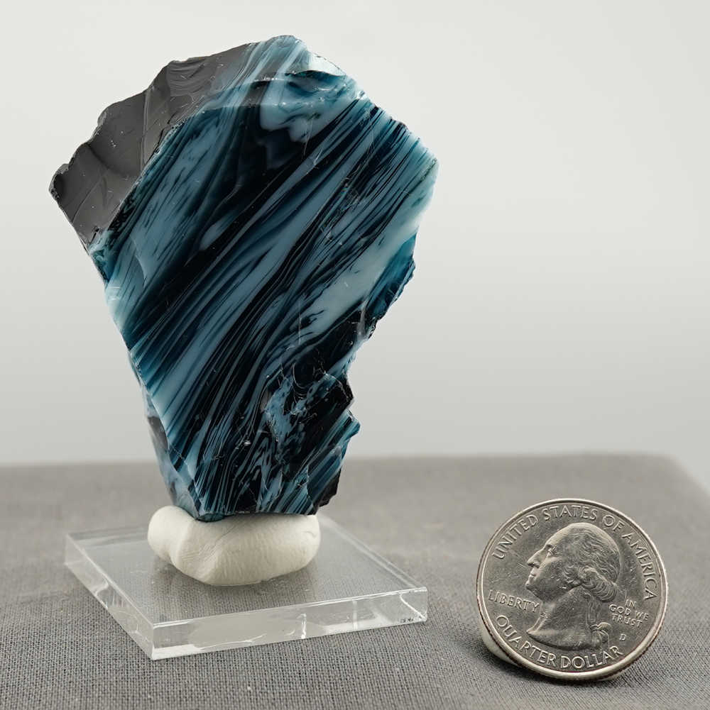 Rare Gem Multi Banded Glacier Blue/Pastel Bleu Topaz/Iridium Black Monatomic Andara Crystal 74.1 g. - Image 10