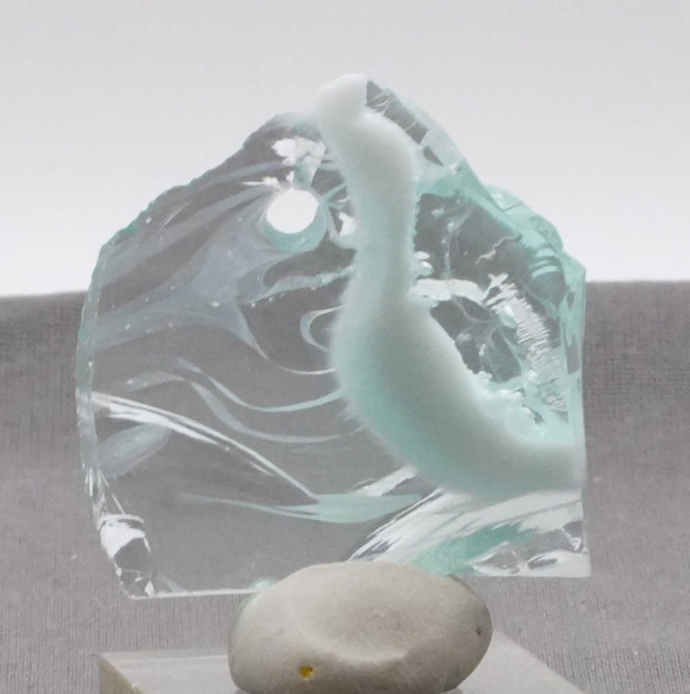 Rare Gem Bicolor Angel Aura Bleu Topaz/Pastel Ice with bubbles & open bubble Monatomic Andara Crystal 23.6 g. - Image 3