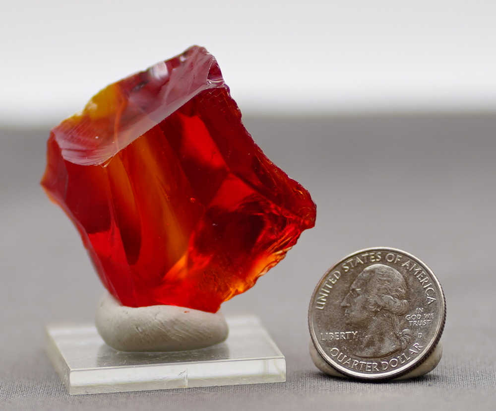 Rare Gem Banded Angel Aura Fire Opal/Lemurian Sunrise Monatomic Andara Crystal 48.1 g. - Image 15