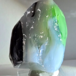 Rare Gem Multi Pastel Emerald Shift/Cosmic Ice/Iridium Black "Heart" Monatomic Andara Crystal 149.1 g.