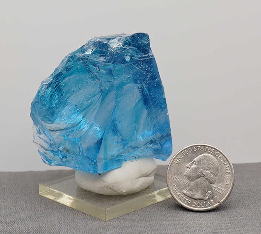 *Only Available "Heart" Piece* Rare Gem Multi Banded Azure Elysium/Electric Blue/Ice Sea Foam "Heart" Monatomic Andara Crystal 114.9 g. - Image 12