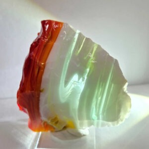 One of a Kind Gem Multi Banded Oceans/Pastel Ice/Lemurian Sunrise/Dragon's Blood "Heart" Monatomic Andara Crystal 220.5 g.