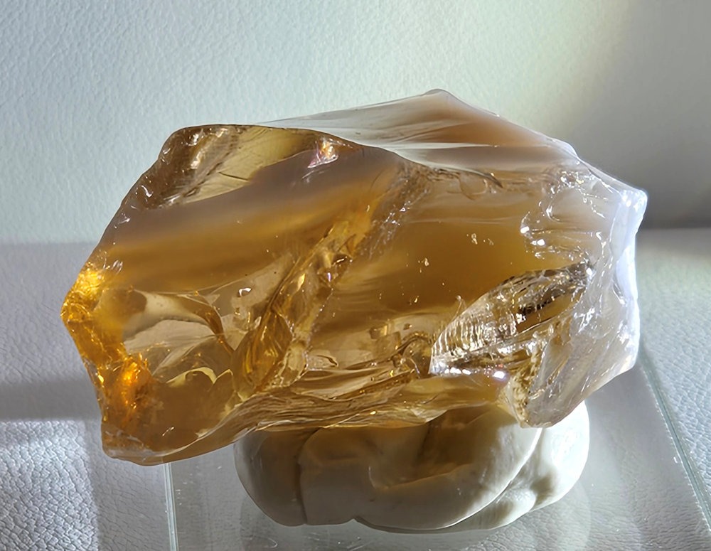 Rare Gem Angel Aura Lemurian Etherium Gold/Pastel Ice Monatomic Andara Crystal 28.3 g.