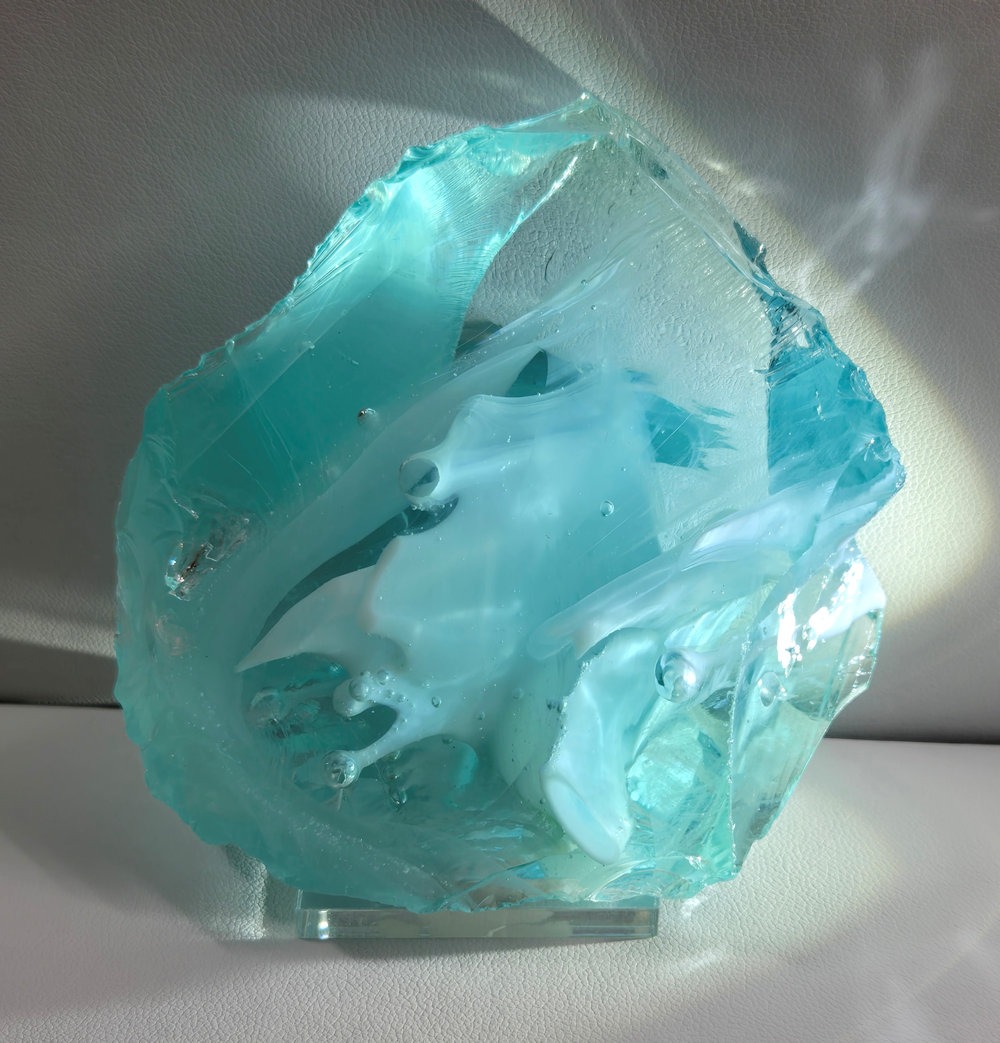 *Limited Time Special 30% Off!* Rare Gem Bicolor Angel Aura Bleu Topaz/Pastel Ice "Heart" Monatomic Andara Crystal 223.9 g. - Image 2