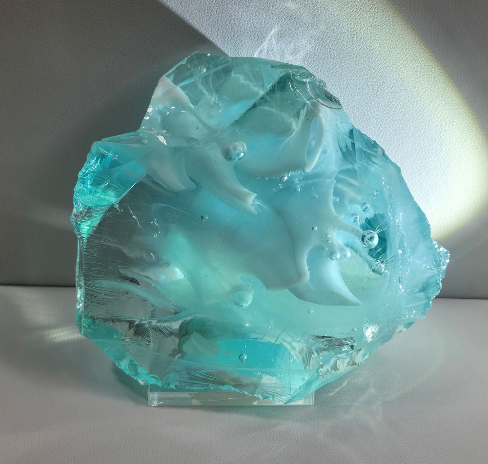 *Limited Time Special 30% Off!* Rare Gem Bicolor Angel Aura Bleu Topaz/Pastel Ice "Heart" Monatomic Andara Crystal 223.9 g.