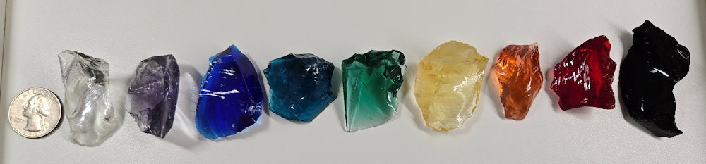 Gem 9 Piece Chakra Set Monatomic Andara Crystal 121.9 g.