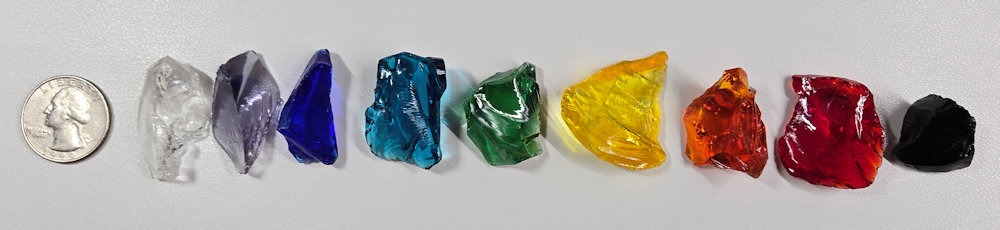 Gem 9 Piece Chakra Set Monatomic Andara Crystal 53.5 g.