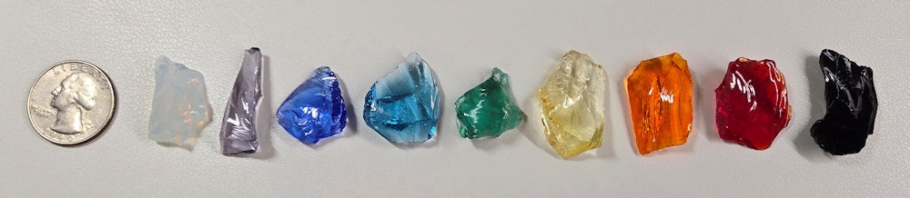 Gem 9 Piece Chakra Set Monatomic Andara Crystal 28.1 g.