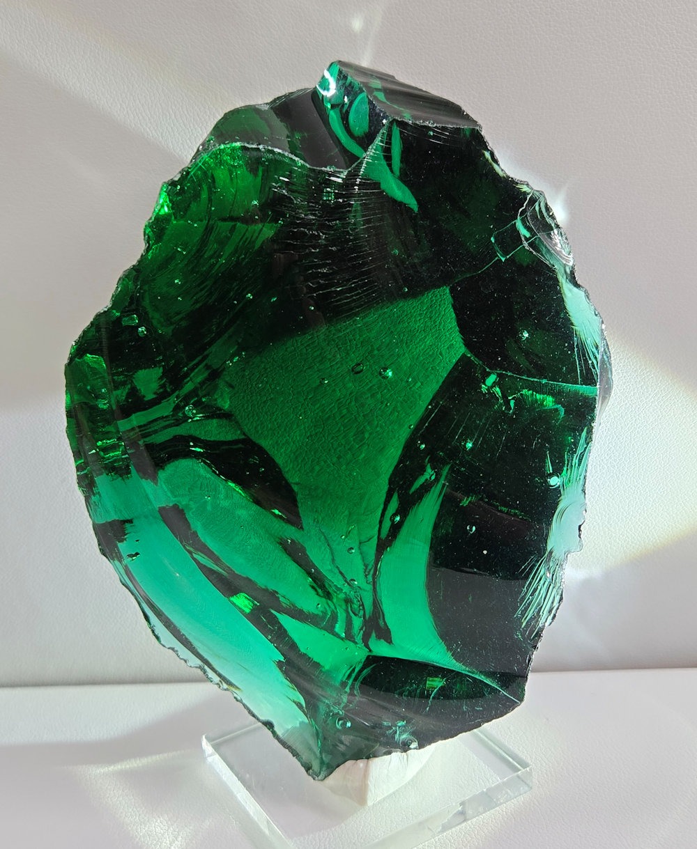 *Father's Day Special 20% Off!* Rare Gem Blue/Green Emerald Shift "Heart" with bubbles Monatomic Andara Crystal 276.6 g. - Image 3