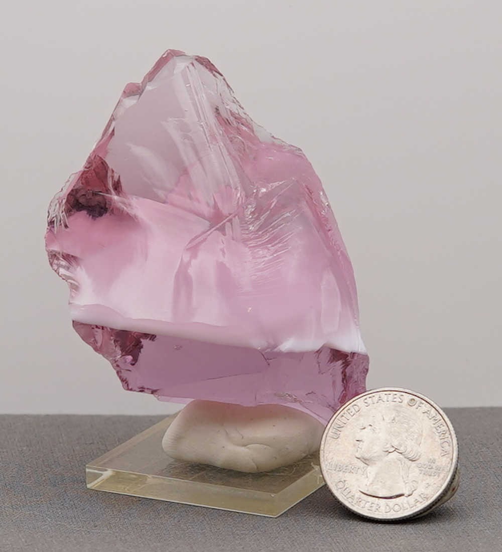 Rare Gem Angel Aura HGW Pink/Pastel Ice "Heart" with bubbles Monatomic Andara Crystal 130.6 g. - Image 14