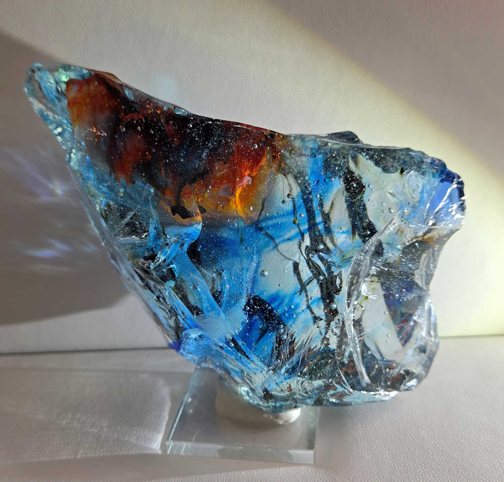 *One of a Kind* Gem Multi Cosmic Ice/Sapphire/Azure Elysium/Fire Opal/Sunrise/Earth Shaman "Heart" Monatomic Andara Crystal 524.0 g.