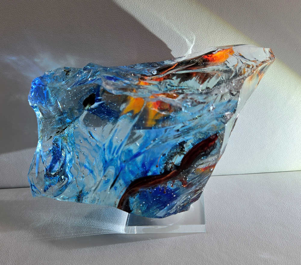 *One of a Kind* Gem Multi Cosmic Ice/Sapphire/Azure Elysium/Fire Opal/Sunrise/Earth Shaman "Heart" Monatomic Andara Crystal 524.0 g. - Image 5