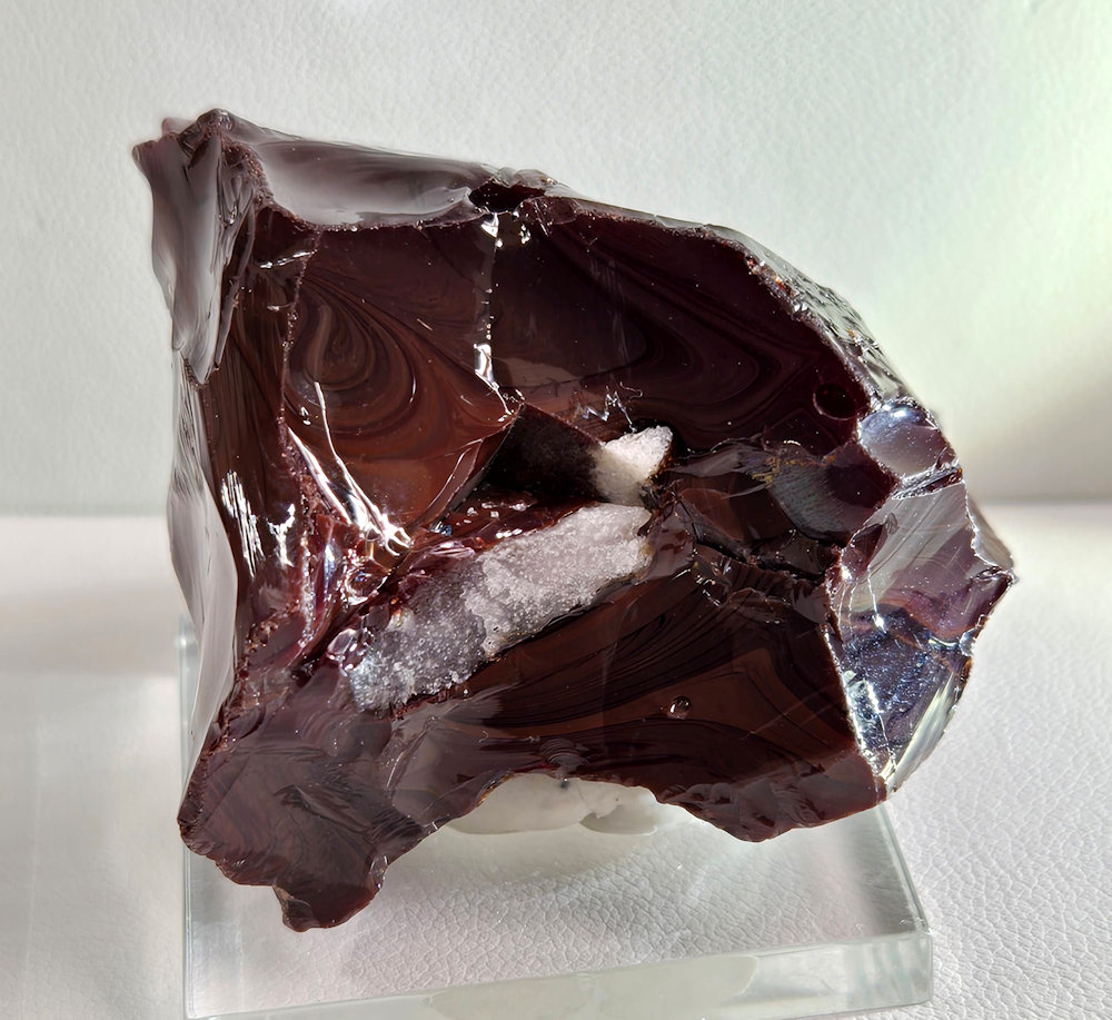 *One of a Kind* Multi Banded Iridium Scarlet/Earth Shaman/Pastel Ice with crystals Monatomic Andara Crystal 61.0 g. - Image 4